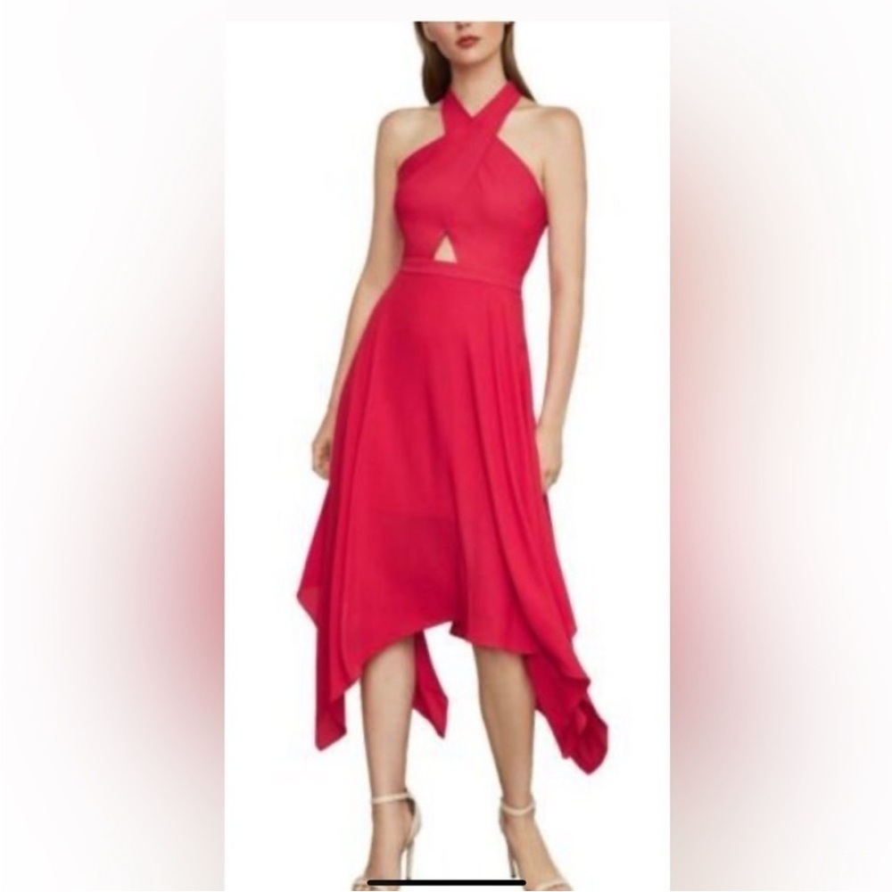BLACK Bcbg Maxazria  halter Asymmetrical midi dress NWT